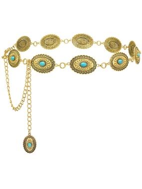 New Western Chain Belt Cowgirl Concho Country Turquoiseh